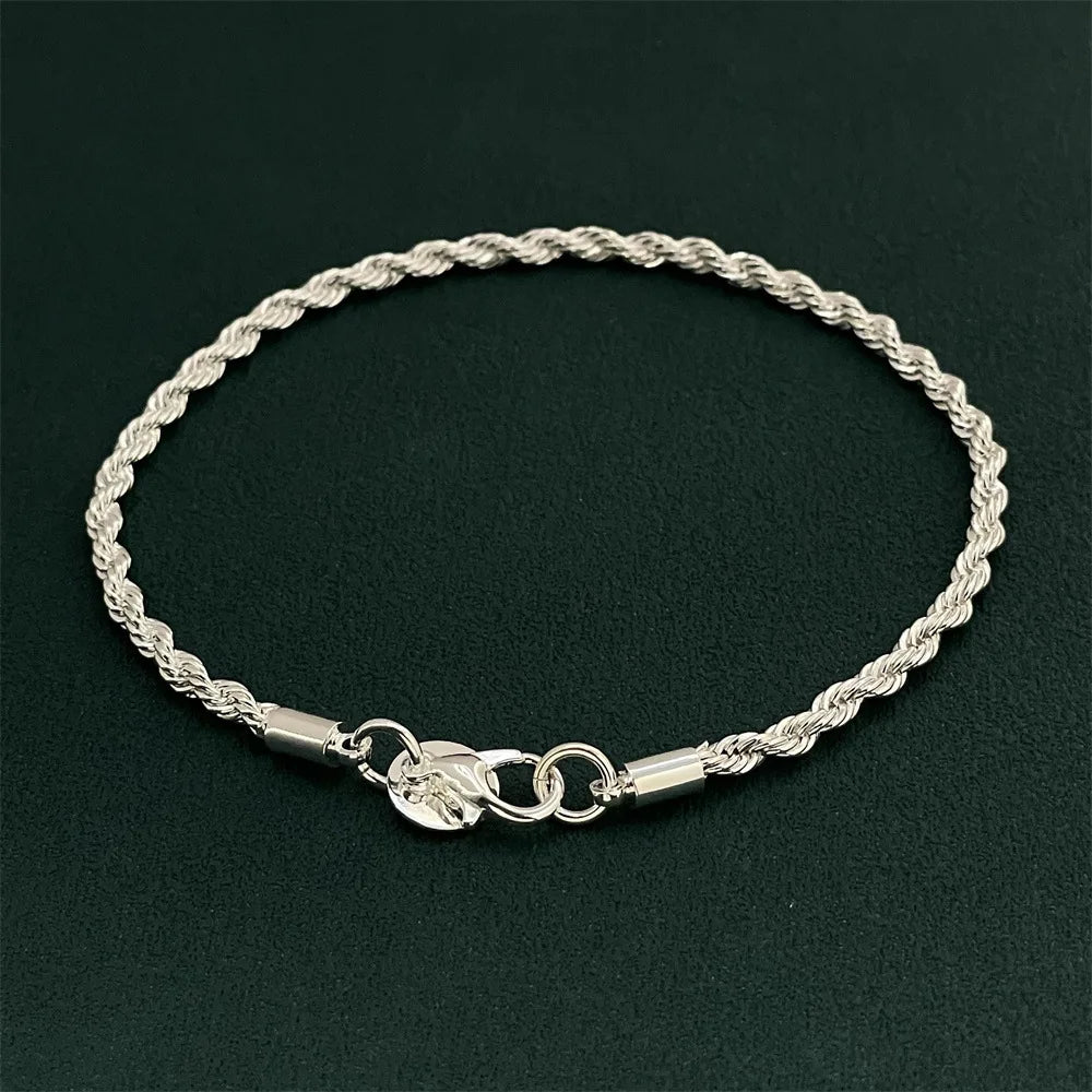 925 Sterling Silver 4MM Twisted Rope Bracelet