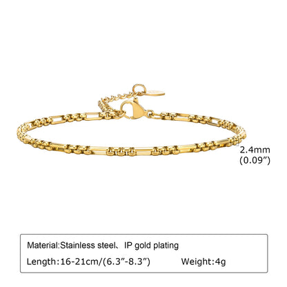 18K Gold Plated Stainless Steel Adjustable Eternity Bracelet for Women