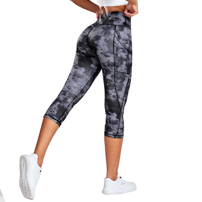 Splicing Capris Leggings for Women with High Waist & Push-Up Design