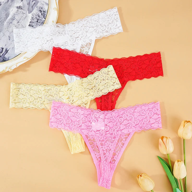 Lace Floral Women Panties Low Waist Breathable Briefs Female Thong Underwear