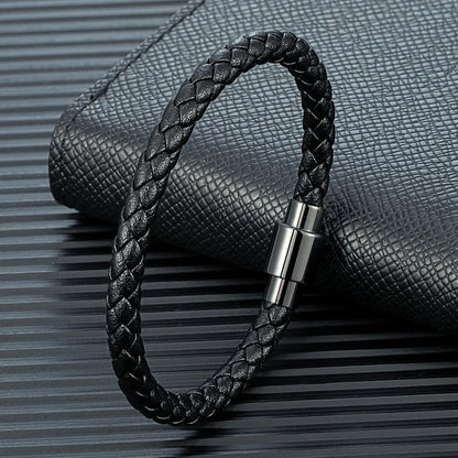 MKENDN Minimalist Braided Leather Bracelet – Handmade Jewelry for Men & Women