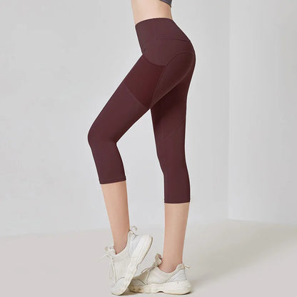 High Waist Cropped Yoga Capris Leggings for Women