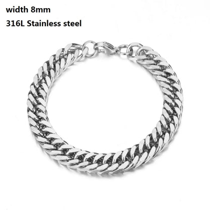 Stainless Steel Cuban Chain Vintage Metal Eternity Bracelet