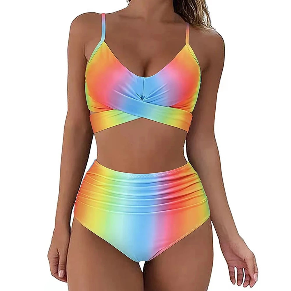 12 Colors Women’s Slim High Waisted Bikini Set