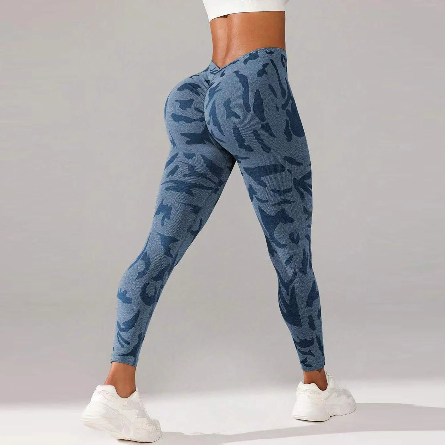 Women’s Butt Lifting Gym Leggings – Scrunch V-Back Workout Pants with Tummy Control