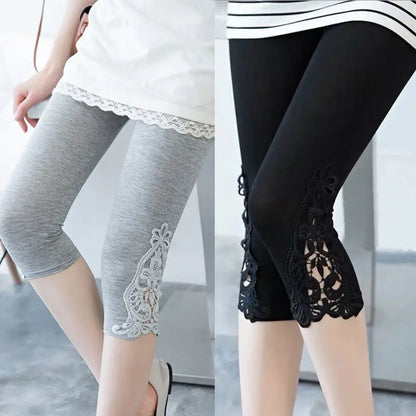 TikTok Viral Leggings for Women – Lace Stretch High-Waisted Capris