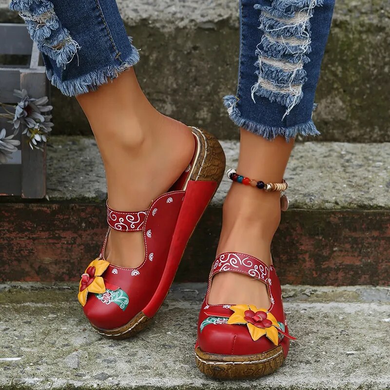 Summer Wedges Sandals Slippers for Women Bohemian Retro Ethnic Sewing shoes - BossDeals Online