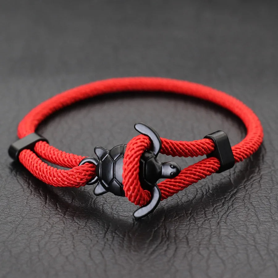 Men’s Marine Turtle Anchor Bracelet with Adjustable Nautical Rope Wrap