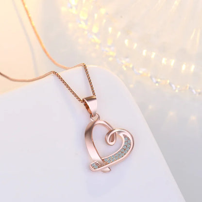 925 Sterling Silver Heart Pendant Necklace with AAA Zircon