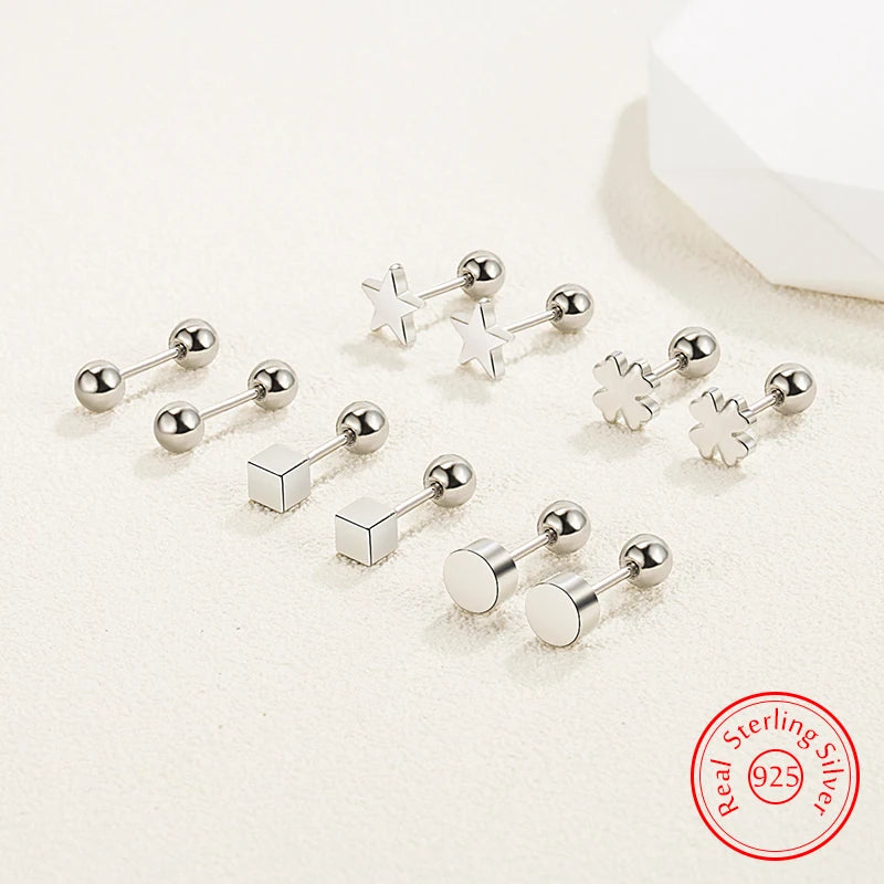 High Quality Lady's 925 Sterling Silver Jewelry New Fashion Square Star Stud Earrings XY0234