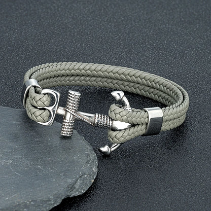 Navy Style Handmade Anchor Bracelet with Trendy Multilayer Design