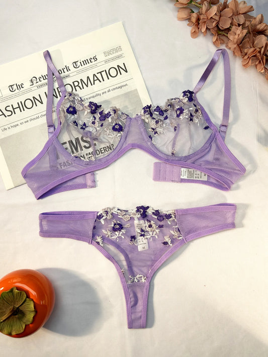 Purple Lace Lingerie Set - Sexy & Comfortable Women's Intimates