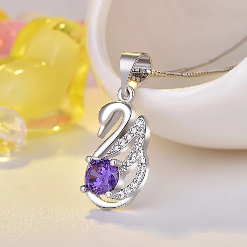 925 Sterling Silver Heart Pendant Necklace with AAA Zircon