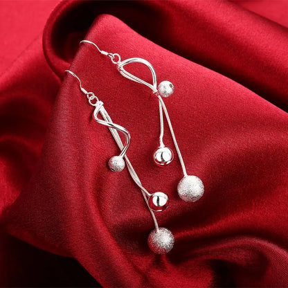 Hot 925 Sterling Silver tassel beads Earrings for Women fashion party Jewelry long earrings gifts wedding gift cute