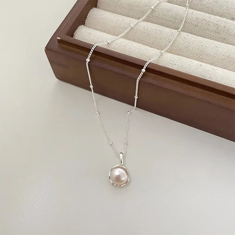 925 Silver Pearl Pendant Necklace for Women