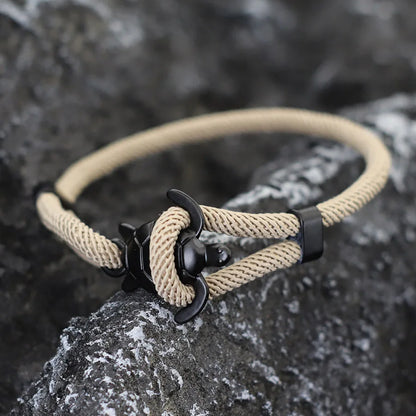 Men’s Marine Turtle Anchor Bracelet with Adjustable Nautical Rope Wrap