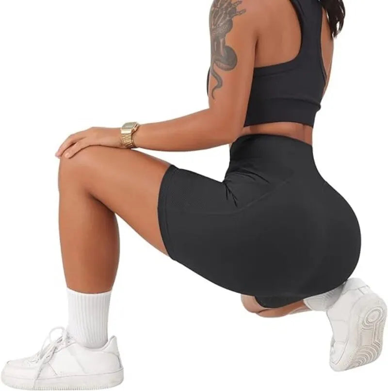 Sports Short Women Cross Workout Yoga Shorts with Pockets – 5" High Waist Biker Shorts