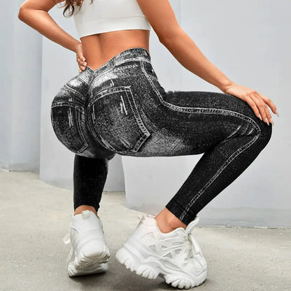 Women’s V Back Scrunch Butt Leggings – High Waist, Seamless, Tummy Control Workout Tights