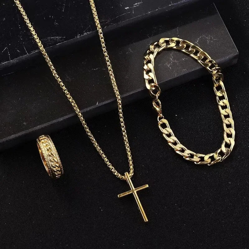 Punk Cross Pendant Eternity Bracelet