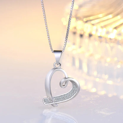 925 Sterling Silver Heart Pendant Necklace with AAA Zircon