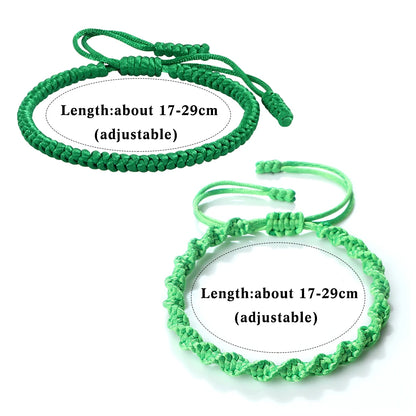 Multicolor Rope Lucky Knot Bracelet with Handmade Adjustable Woven Charm