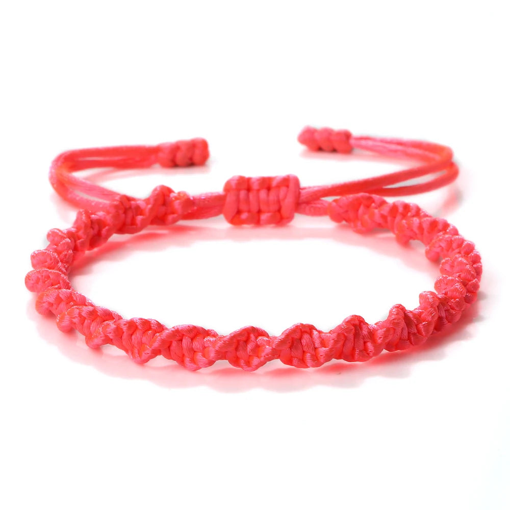 Multicolor Rope Lucky Knot Bracelet with Handmade Adjustable Woven Charm