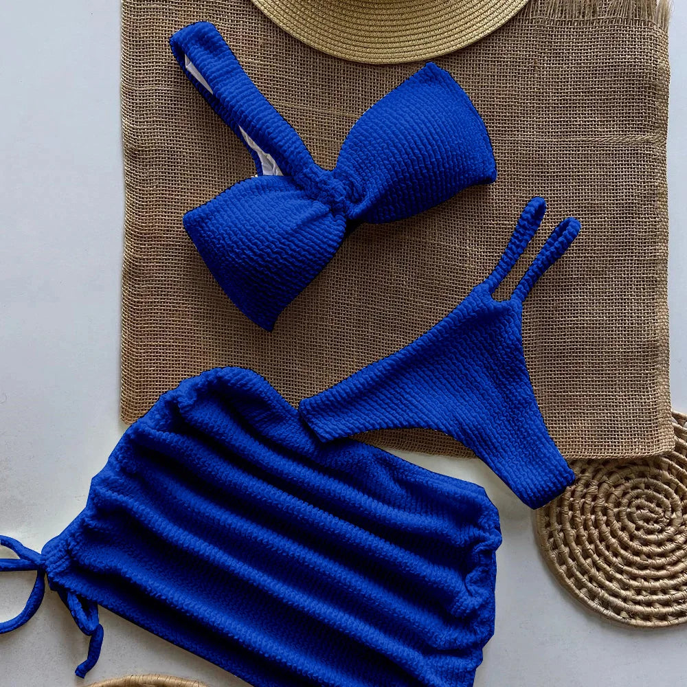 3-Piece Bandeau Micro Bikini Set – Brazilian Thong Swimwear