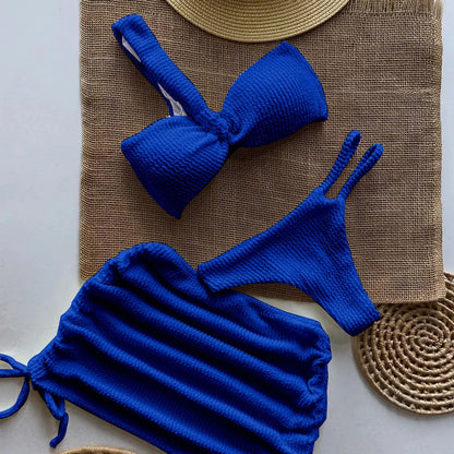 3-Piece Bandeau Micro Bikini Set – Brazilian Thong Swimwear