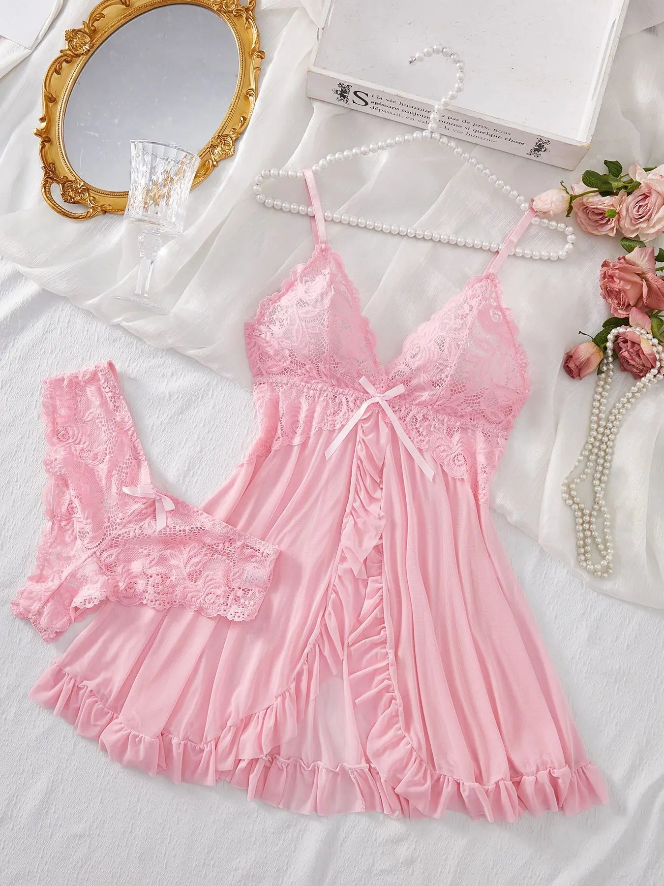 Alluring Lace Slip Dress - V-Neck Sleepwear & Underwear