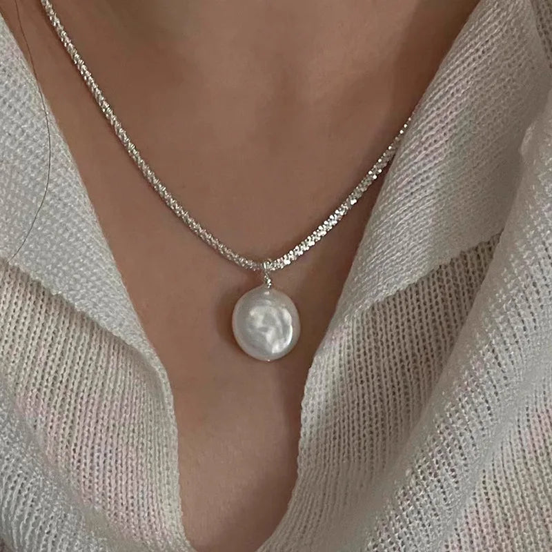 925 Silver Pearl Pendant Necklace for Women