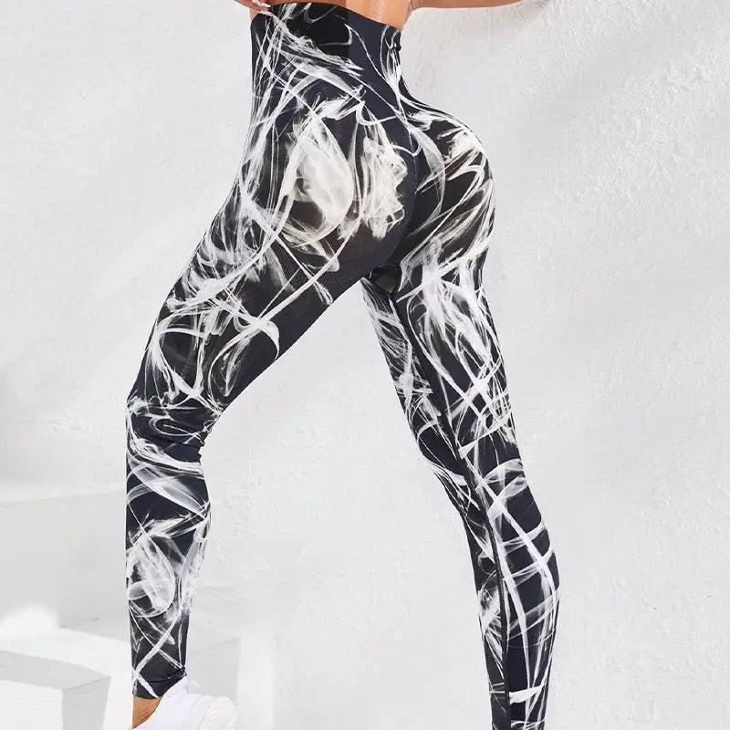 3D Print Tie Dye High Waist Seamless Anti Cellulite Leggings