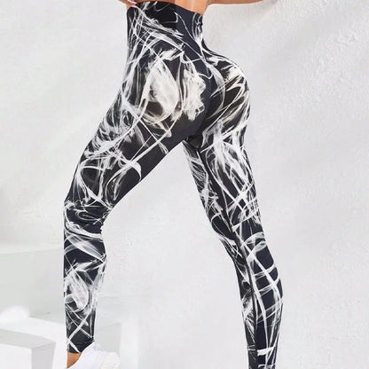 Tie Dyed Peach Hip Yoga Pants with High Waist, Seamless, Booty Lifting Leggings