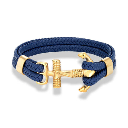 Navy Style Handmade Anchor Bracelet with Trendy Multilayer Design