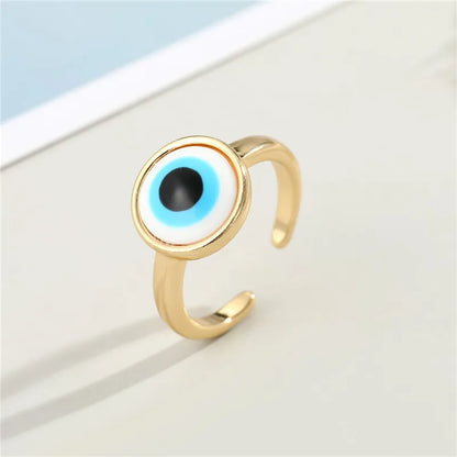 Bohemian Ethnic Metal Enamel Evil Eye Ring For Women - Vintage Punk Zircon Heart Blue Eye Finger Ring