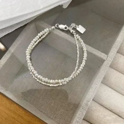 925 Sterling Silver Pearl Knot Bracelet for Women