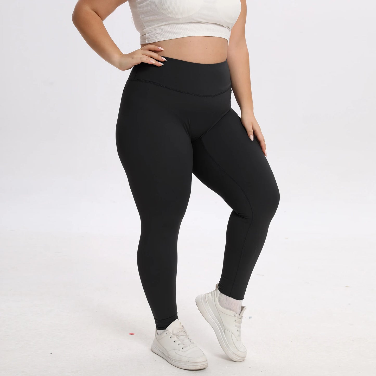 Solid Color High Waist Yoga Leggings for Women – Plus Size Gym & Fitness Pants