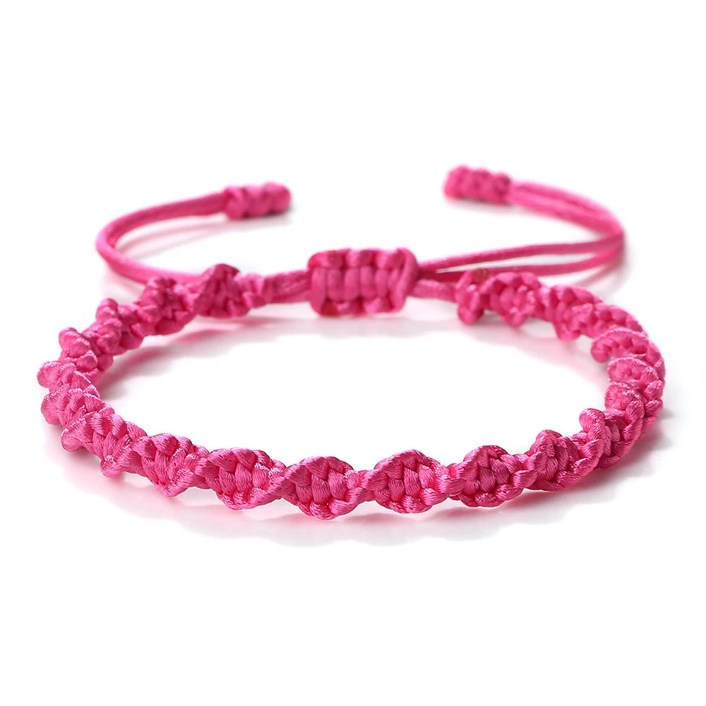 Multicolor Rope Lucky Knot Bracelet with Handmade Adjustable Woven Charm