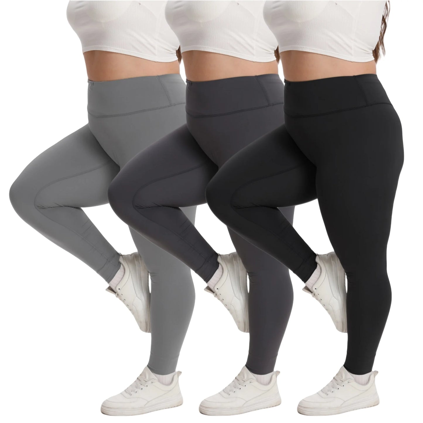 Solid Color High Waist Yoga Leggings for Women – Plus Size Gym & Fitness Pants