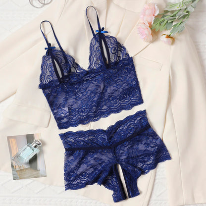 Transparent Blue Lingerie Set - Alluring Bra & Panties