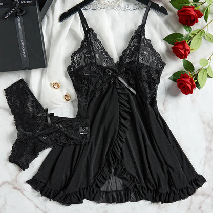Alluring Lace Slip Dress - V-Neck Sleepwear & Underwear