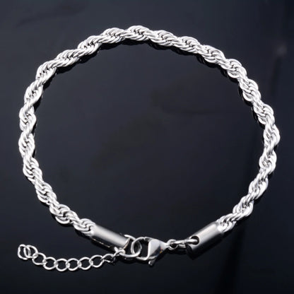 Men's Stainless Steel Rope Chain Bracelet - Gold & Silver Jewelry