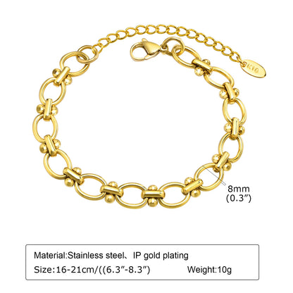 18K Gold Plated Stainless Steel Adjustable Eternity Bracelet for Women