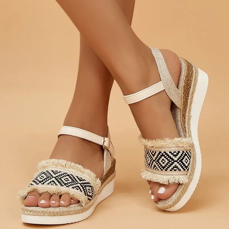 Printed Wedge Lightweight Summer Sandals