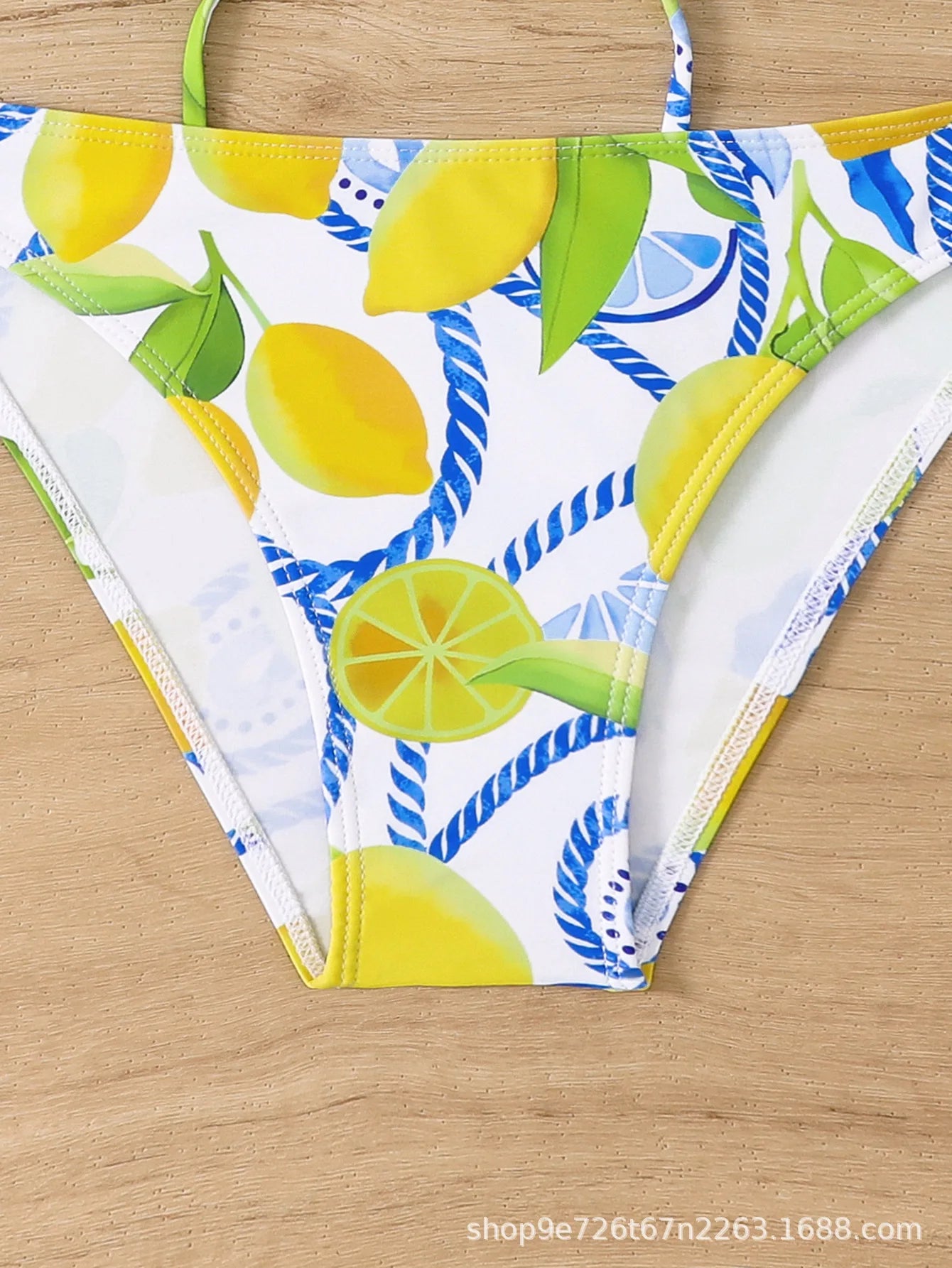 Lemon Print Triangle Bikini Set