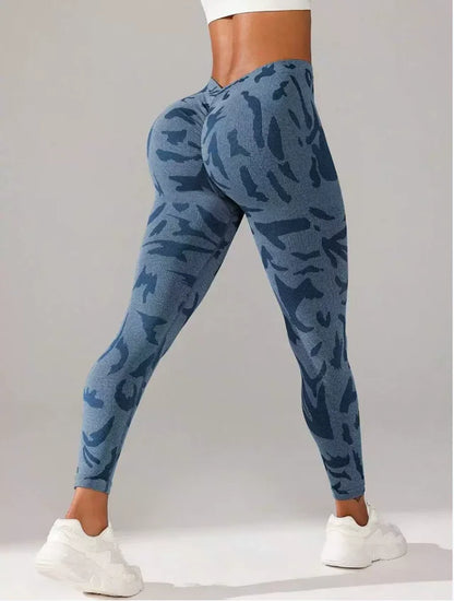 Women’s Butt Lifting Gym Leggings – Scrunch V-Back Workout Pants with Tummy Control