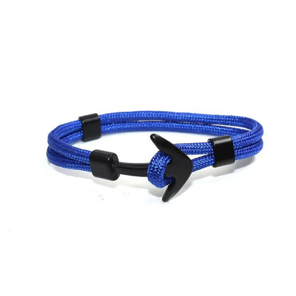 Woven Multilayer Black Anchor Bracelet for Men