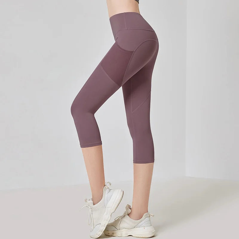 High Waist Cropped Yoga Capris Leggings for Women