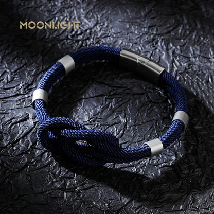 Stylish Anchor Bracelet for Men with Double Layer Blue Rope