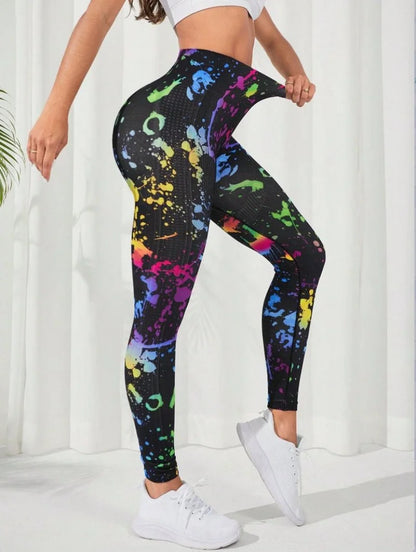 3D Print Tie Dye High Waist Seamless Anti Cellulite Leggings