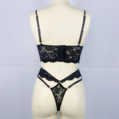 Women's 2-Piece Transparent Lace Underwire Bra & Panty Set